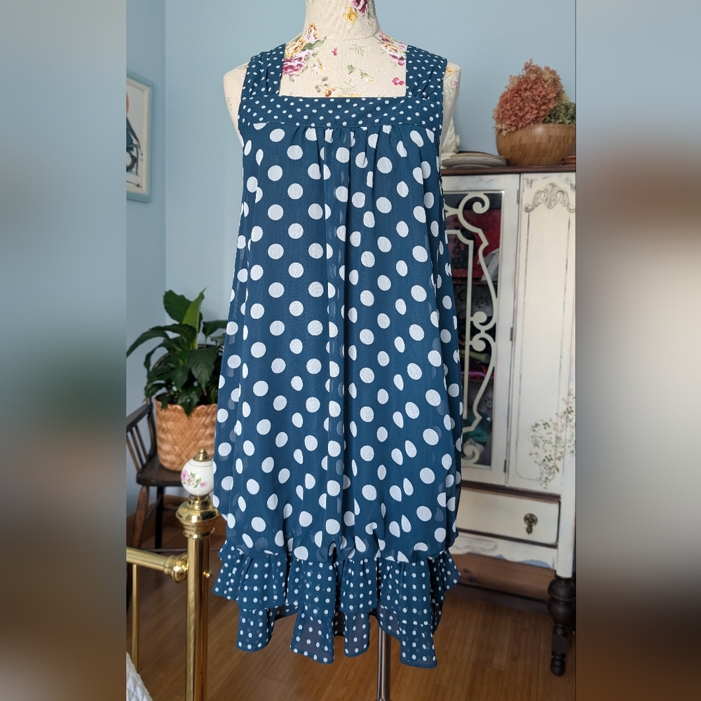 Earth Music & Ecology Teal Polka‎ Dot Dress
